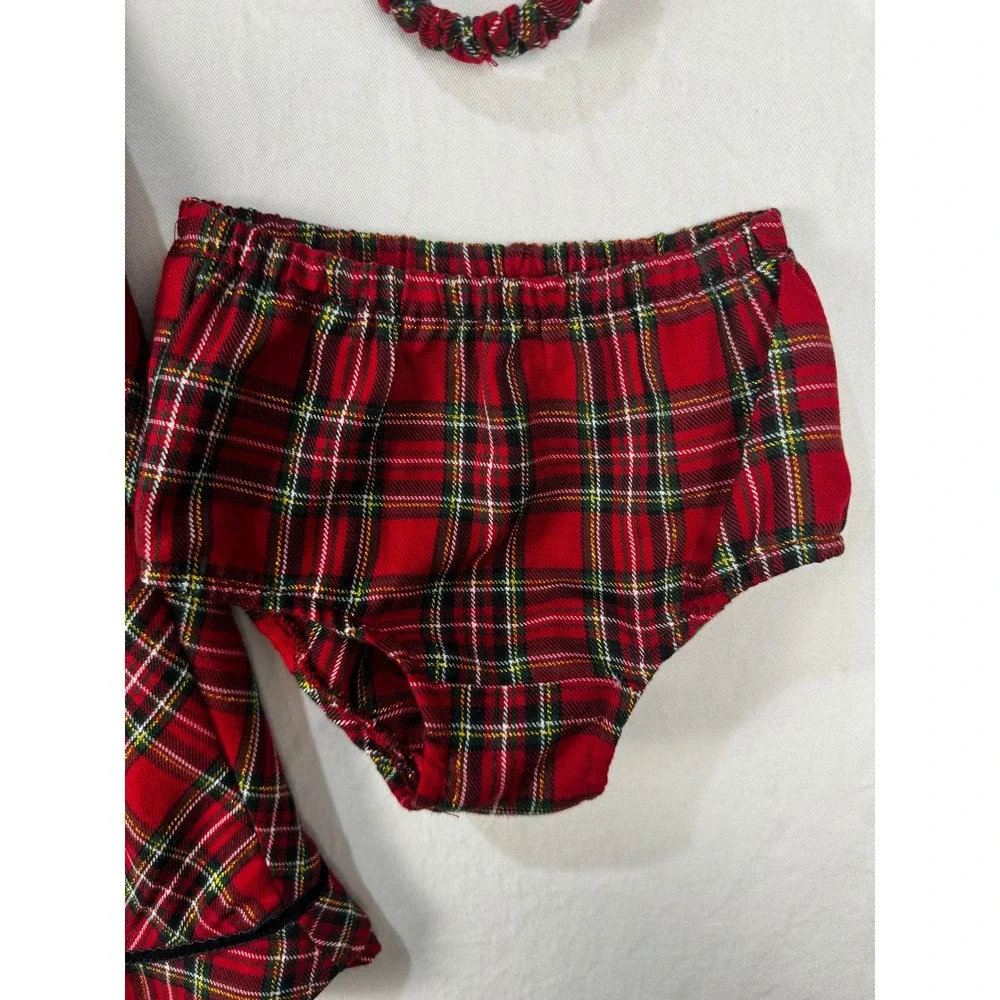 Childrens Place Christmas Dress Set Toddler 3T Red Plaid Excellent 3pc Outfit